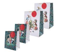 Hallmark Peter Rabbit Gift Bags, Pack of 4, 2 Large (33cm x 26.5cm x 14.6cm), 2 Medium (24.3cm x 19.6cm x 11cm), Christmas, Benjamin Bunny, Flopsy Bunny, Beatrix Potter, Festive