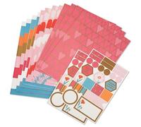 Hallmark Pink Flat Wrapping Paper Sheets with Cutlines on Reverse (12 Folded Sheets with Sticker Seals) Spring Flowers, Stripes, Hearts for Valentine's Day, Easter, Mother's Day, Bridal Showers