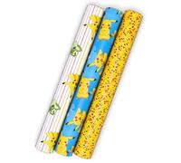 Hallmark Pokémon Wrapping Paper Mini Rolls, 3-Pack (Pikachu, Squirtle, Charmander, Jigglypuff, Bulbasaur) for Birthdays, Graduations, Christmas, Gamers, Kids, Any Occasion - 45 Sq. Ft. Total
