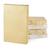Hallmark Premium Christmas Gift Box Assortment - Pack of 5 Gold Patterned Shirt Boxes with Lids for Wrapping Holiday Gifts