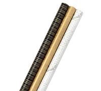 Hallmark Premium Wrapping Paper Bundle with Cut Lines on Reverse - Marble, Sparkly Black, Antiqued Marigold (3-Pack: 85 sq. ft. ttl.) for Christmas, Graduations, Birthdays, Weddings, Bridal Showers