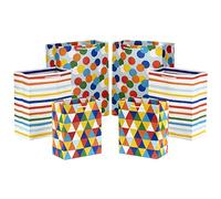 Hallmark Rainbow Gift Bag Assortment (6 Bags: 2 Medium 9", 2 Large 11", 2 Extra Large 14") Stripes and Dots in Red, Blue, Yellow, Green for Birthdays, Fathers Day, Baby Showers, Holidays