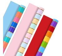 Hallmark Rainbow Wrapping Paper Rolls for Graduation, Birthday, Wedding, All Occasion - Colorful Striped Gift Wrap Paper (Set of 3 Reversible Rolls: 75 sq. ft. ttl.)