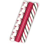 Hallmark Red and Black Wrapping Paper Mini Rolls, 3-Pack (Bows, Diagonal Stripes, Polka Dots) for Christmas, Valentine's Day, Birthdays, Mother's Day, Bridal Showers - 45 Sq. Ft. Total