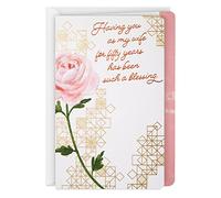Hallmark Religious 50th Anniversary Card for Wife (Blessing) | Pink Rose Geometric Artwork, Festival Design, Coordinating Envelope, High Quality Paper, 5 X 7.2 in