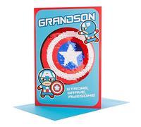 Hallmark Reversible Sequin Grandson Birthday Card 'Captain America' - Medium