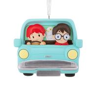 Hallmark Ron & Harry in Flying Card Keepsake Hanging Ornament, Harry Potter Tree Decoration, Blue