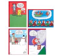Hallmark Shoebox Funny Boxed Christmas Cards Assortment, Festive Cartoons (4 Designs, 24 Cards with Envelopes)