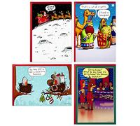 Hallmark Shoebox Funny Christmas Boxed Cards Assortment, Cartoons (4 Designs, 24 Christmas Cards with Envelopes)