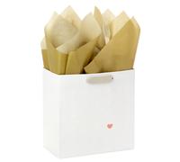 Hallmark Signature Studio 7"""" Medium Gift Bag with Tissue Paper (Embossed Hearts White Pink Gold) for Birthdays Valentine's Day Baby Showers Br