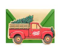 Hallmark Signature Wood Christmas Card (Hallmark Channel Vintage Red Truck)