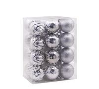 Hallmark Silver Christmas Ball Ornaments, Set of 24 Christmas Baubles, Shatterproof