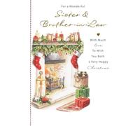 Hallmark Sister and Brother-in-Law Christmas Card, Festive Fireplace Scene