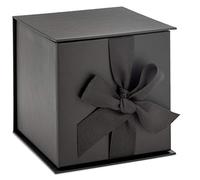 Hallmark Small Gift Box with Bow and Shredded Paper Fill (Black 4 inch Gift Box) for Weddings, Graduations, Birthdays, Father's Day, Groomsmen Gifts, All Occasion