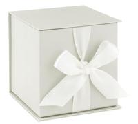 Hallmark Small Gift Box with Bow and Shredded Paper Fill (Cream White 4 inch Gift Box) for Weddings, Bridal Showers, Graduations, Birthdays, Bridesmaids Gifts, All Occasion