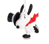 Hallmark SNOOPY Ice Skating with Top Hat Hanging Ornament, PEANUTS, Tree Decoration, White, Black