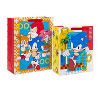 Hallmark Sonic the Hedgehog Gift Bags for Kids, Gamers (2 Bags: 1 Large 13", 1 Extra Large 15") for Birthdays, Back to School, Christmas