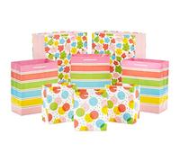 Hallmark Spring Gift Bags in Assorted Sizes (8 Bags: 3 Small 6", 3 Medium 9", 2 Large 13") Polka Dots, Rainbow Stripes, Flowers for Birthdays, Easter, Baby Showers, Gender Reveal Parties