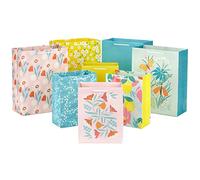 Hallmark Spring Gift Bags in Assorted Sizes (8 Bags: 4 Medium 9", 4 Large 13") Florals, Lemons, Teal, Pink and Yellow for Birthdays, Mother's Day, Easter, Bridal Showers