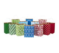 Hallmark Stiff Handle Gift Bag, Holiday Icons, 12 Pack Medium