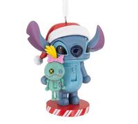 Hallmark Stitch & Scrump Nutcracker Ornament, Hanging Decoration, Blue | Disney Resin Construction, H8.2cm by W6.3cm by D4.4cm, 1 Item, Tree Decor for Lilo & Stitch Fans, Holiday Collectible