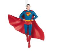 Hallmark Superman DC Warner Bros. Hanging Resin Christmas Ornament | Ornament measuring 8.3 x 8.9 x 3.2cm, with white loop and ribbon