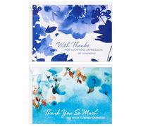 Hallmark Sympathy Thank You Notes (50 Blank Cards with Envelopes) Blue Watercolor Flowers