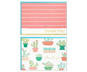 Hallmark Thank You Cards Assortment, Cactus (50 Thank You Notes with Envelopes)