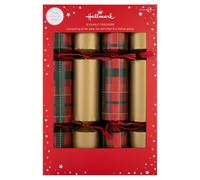 Hallmark Traditional Red Tartan & Gold Christmas Crackers - 12 Pack, 2 Designs