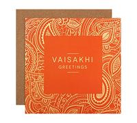 Hallmark Vaisakhi Card, Contemporary Patterned Design, Multicoloured | Measures 16cm X 16cm, Gold Foil Details, Includes Brown Kraft Envelope, Fully Recyclable (ECM25573682)