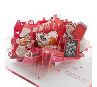 Hallmark Valentines Card, 3D & Pop Up Lady and the Tramp Design, Disney, Valentines Day Card, Pink, Red