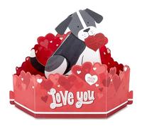 Hallmark Valentines Card, 3D & Pop Up Cute Dog Design, Musical, Wagging Tail, Moving Head, Valentines Day Card, Red