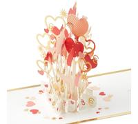Hallmark Valentines Card, Valentines Day Card, 3D & Pop Up, Flowers, Hearts, Balloons, Red, White, Pink