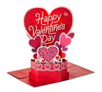 Hallmark Valentines Card, 3D Pop-Up, Hearts Scene Design, Musical, Light Up, Valentines Day, Red, Pink