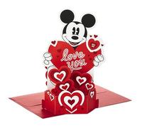 Hallmark Valentines Day Card, 3D & Pop Up, Musical, Light Up Heart, Disney, Mickey Mouse, Gold, Pink, Blue, White