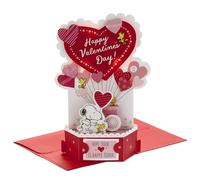 Hallmark Valentines Day Card, 3D & Pop Up, Musical, Light Up Heart, PEANUTS, SNOOPY & WOODSTOCK, Gold, Pink, Blue, White