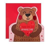 Hallmark Valentines Day Card, Cute Bear Design, Hearts, Pink