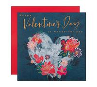 Hallmark Valentines Day Card, Floral & Heart Design, Blue, Pink, Red