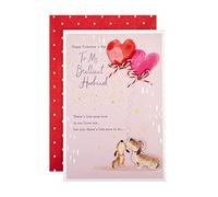 Hallmark Husband Valentines Card, Cute Dogs & Heart Balloons Design, Valentines Day Card for Husband, Pink