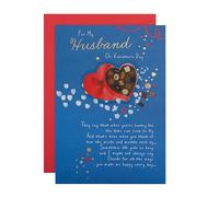 Hallmark Valentines Day Card for Husband, Heart Shaped Box of Chocolates | With Envelope, Blue, Measures H22.8cm by W15.9cm, Fully Recyclable, Romantic Classic Style