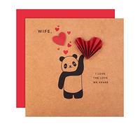 Hallmark Valentines Day Card For Wife, Brown Panda & Red Heart Design