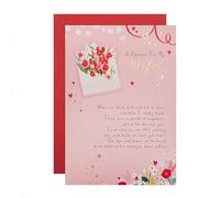 Hallmark Wife Valentines Card, Valentines Card for Wife, Flowers & Envelope Design, Love Letter, Valentine's Day, With Envelope, Pink, Red