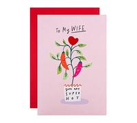 Hallmark Valentines Day Card for Wife, 'You Are Super Hot' Chilli Peppers Design, Funny, Pink, Red
