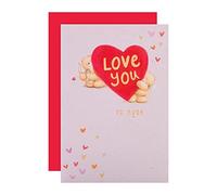 Hallmark Valentine's Day Card, Forever Friends, Red & White, 25561855 | Cute Embossed Design with Gold Foil, Fully Recyclable Board, Measures 20.2cm X 13.8cm, Includes Red Hallmark Envelope
