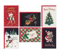 Hallmark Vintage Christmas Card Assortment (36 Cards and Envelopes) Retro Santa, Toy Trains, Snowmen, Trees