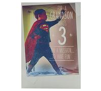 Hallmark Warner Bros 3rd Birthday Card For Grandson 'Superman' - Medium [Old Model]