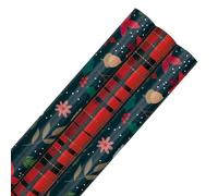 Hallmark Floral & Tartan Christmas Wrapping Paper Multipack - 3 x 3M Rolls (9m)