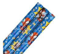 Hallmark Wrapping Paper Roll, Pack of 3 in 1 MARVEL Spidey & His Amazing Friends Design, 2M Each, Birthday, Christmas, Blue