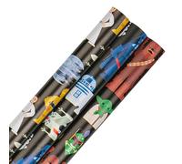 Hallmark Wrapping Paper Roll, Pack of 3 in 1 Star Wars Design, 2M Each, Birthday, Christmas, Black