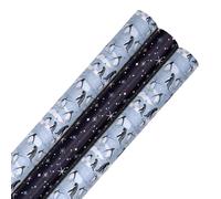 Hallmark Wrapping Paper, Roll Wrap, Pack of 3, Arctic Wonder, Penguins, Starry Night Sky, Stars, Christmas, 3M Each